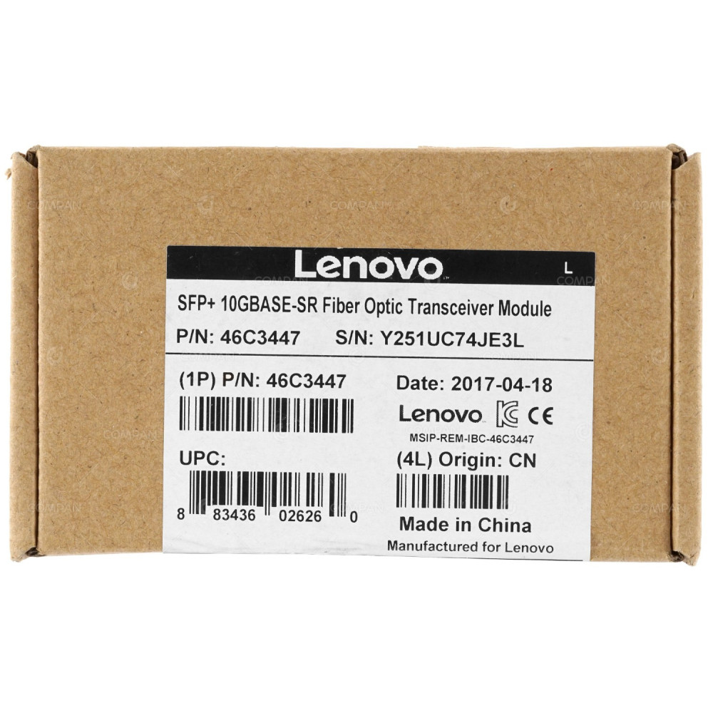 46C3447 FS LENOVO 10GBASE-SR SFP+ FIBER OPTIC TRANSCEIVER MODULE FS 46C3448